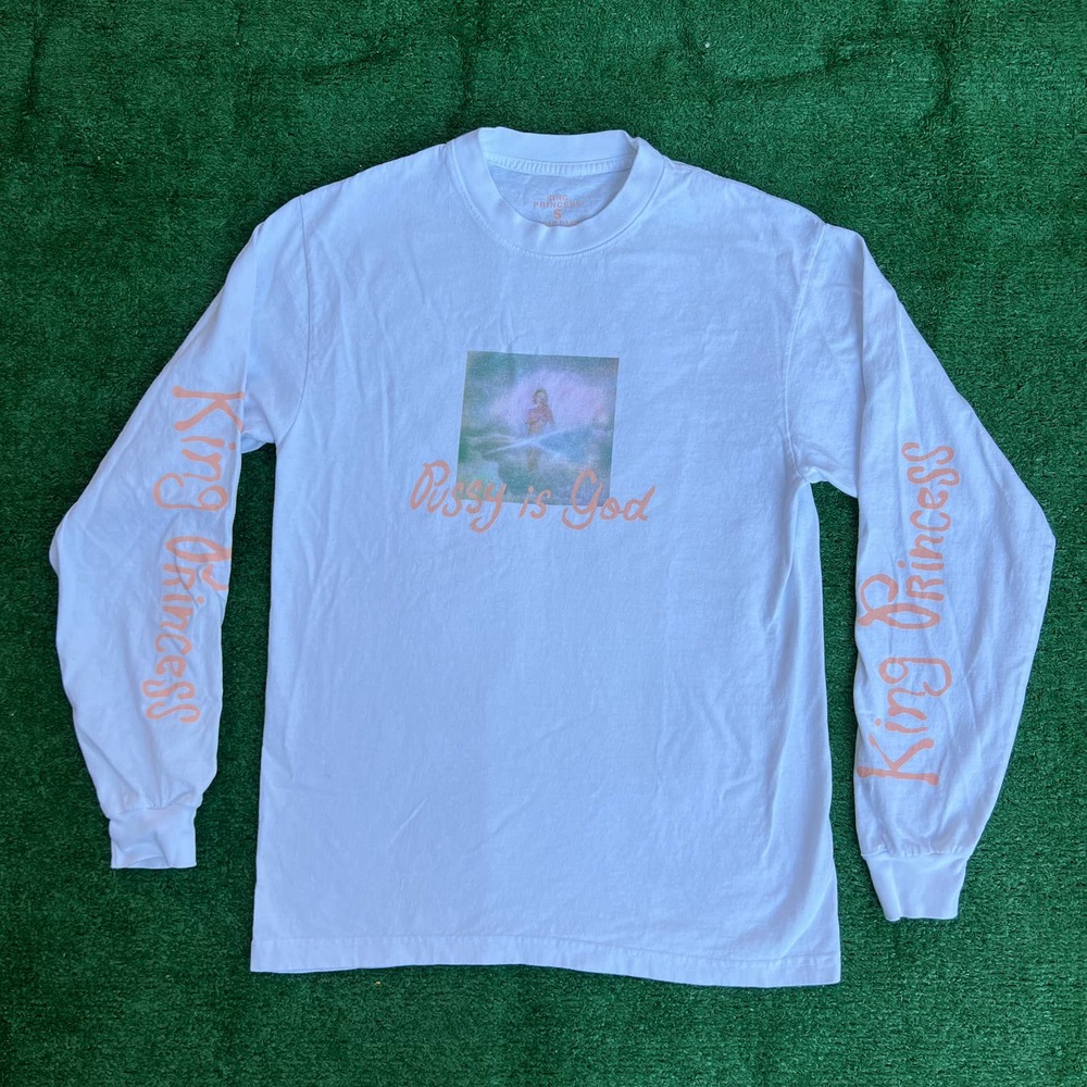 KING PRINCESS PUSSY IS GOD TOUR MERCH WHITE LONG SLEEVE TEE PULLOVER SZ SMALL